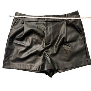 Ci Sono Black Faux Leather High Waist Shorts
